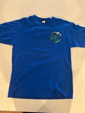 Santa Cruz Skateboards Blue Short Sleeve Tee with Green/White Logo